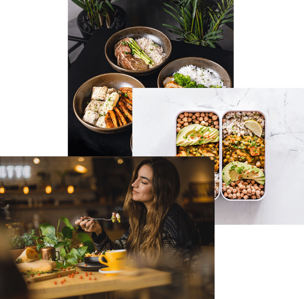 woman enjoying food ,meals in storage container